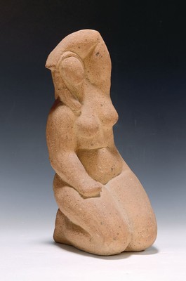 Image E. Gil, probably 1960s/70s, ceramic sculpture,squatting nude, signed E. Gil on the side, num. 20/25, H. approx. 33 cm, W. approx. 14 cm, l. best.