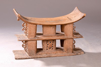 Image Stool, Tellem, Mali, 20th century, carved wood, two-tier structure, carved ornament, traces of age, 43x61x30 cm