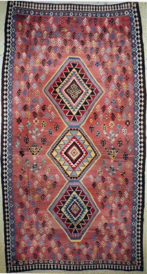 Image Azeri Kilim antique, Azerdaijan, around 1920, wool on cotton, approx. 424 x 240 cm, condition: 2. Rugs, Carpets & Flatweaves