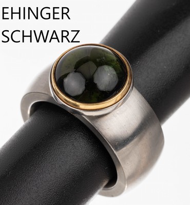 Image 18 kt gold and stainless steel EHINGER SCHWARZtourmaline-ring