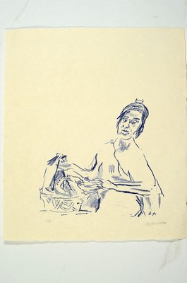 Image Oskar Kokoschka, 1886 Pöchlarn/Austria - 1980 Montreux, color lithograph on Japan, #"Snake Charmer#", monogrammed in print, signed, Ed. II/XL, sheet 52x44 cm