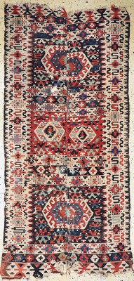 Image Antique Anatol Kilim, Turkey, 19th century, wool on wool, approx. 280 x 130 cm, condition: 4. Rugs, Carpets & Flatweaves