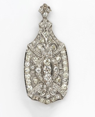 Image Platin Art Deco Diamant-Brosche/Anhänger, um 1910/20