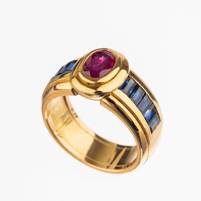 Image 18 kt gold ruby-sapphire-ring