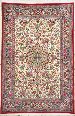 Image Qum cork fine, Persia, approx. 50 years, corkwool on cotton, approx. 158 x 107 cm, condition: 1-2. Rugs, Carpets & Flatweaves