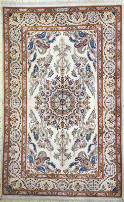 Image Kashan old signed, Persia, around 1950, wool on cotton, approx. 222 x 140 cm, condition: 1 -2. Rugs, Carpets & Flatweaves