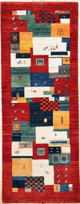 Image Gabbeh fine Loribaft, Persia, approx. 30 years, corkwool on wool, approx. 196 x 77 cm, condition: 1-2. Rugs, Carpets & Flatweaves