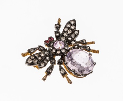Image Diamond-coloured stone-insect brooch