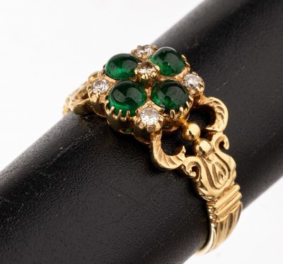 Image 18 kt Gold Smaragd-Brillant-Ring