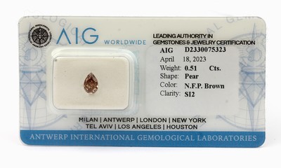 Image Loose diamond, 0.51 ct natural fancy pinkish Brown/si2, sealed, with AIG -expertise Valuation Price: 980, - EUR