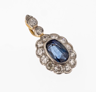 Image 14 kt gold sapphire-diamond-pendant