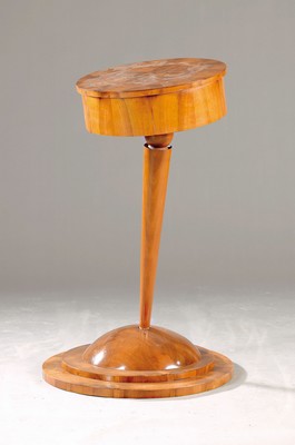 Image Side table, Biedermeier style, 20th century, walnut veneer, one drawer, round table top, H. approx. 78 cm, D. approx. 36 cm, condition 2-3