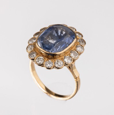 Image 18 kt Gold Saphir Diamant Ring, nach 1920/ 1930