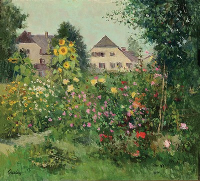 Image Paul Paulus, 1915-2013 Prien am Chiemsee, wildblooming garden landscape, oil/painting board,signed, 37x40 cm, frame 51x54 cm