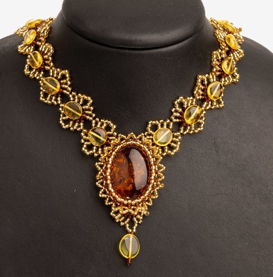 Image Luxury wide amber necklace