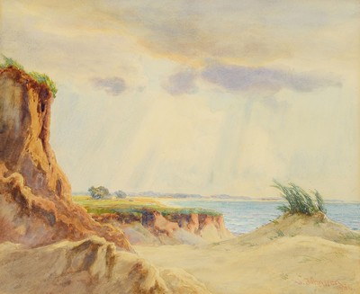 Image Adolf Jöhnssen, 1871 Rostock - 1950, Nuremberg, Baltic coast before the thunderstorm, watercolor on paper, signed and dated Ad.Jöhnssen 1936, PP. approx. 38 x 46 cm, under glass, frame approx. 56 x 64 cm