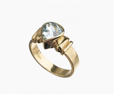 Image 14 kt gold aquamarine ring