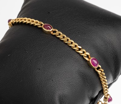 Image 8 kt gold ruby flat curb bracelet