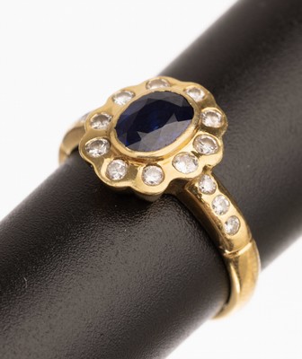 Image 18 kt Gold Saphir-Diamant-Ring