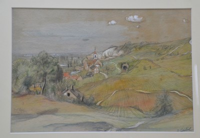 Image Otto Laible, 1891 Karlsruhe until 1962, 2 watercolors/gouache, 2 reproductions: 1st watercolor, Russia 1943, signed, bet., PP cutout 31 x 47 cm,frame , 2nd gouache, bet. Village Istein, signed, approx. 36 x 52 cm PP cutout, frame, 3rd Place Pigalle and market scenes, reproductions, 1 x hand signed, approx. 21 x 59 and 31 x 47 cm PP cutouts, both framed